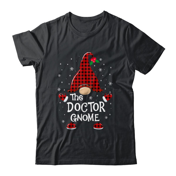 Doctor Gnome Buffalo Plaid Matching Christmas Pajama Gift Classic T Shirt Black 600x.jpg