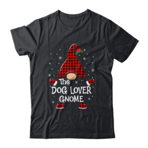 Dog Lover Gnome Buffalo Plaid Matching Christmas Pajama Gift Classic T Shirt Black 600x.jpg