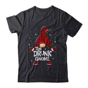 Drunk Gnome Buffalo Plaid Matching Christmas Pajama Gift Classic T Shirt Black 600x.jpg