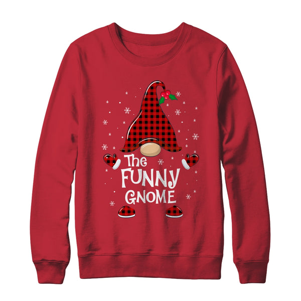 Funny Gnome Buffalo Plaid Matching Christmas Pajama Gift Crewneck Sweatshirt Red 600x.jpg