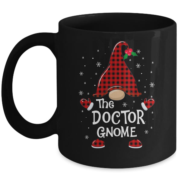 Doctor Gnome Buffalo Plaid Matching Christmas Pajama Gift Mug 11oz Mug Black 600x.jpg