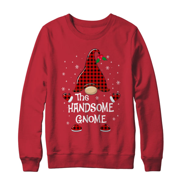 Handsome Gnome Buffalo Plaid Matching Christmas Pajama Gift Crewneck Sweatshirt Red 600x.jpg