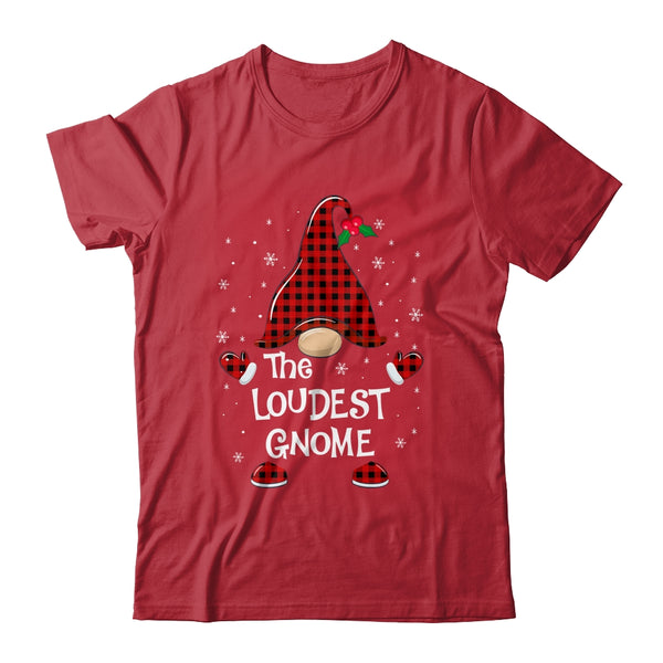 Loudest Gnome Buffalo Plaid Matching Christmas Pajama Gift Classic T Shirt Red 600x.jpg