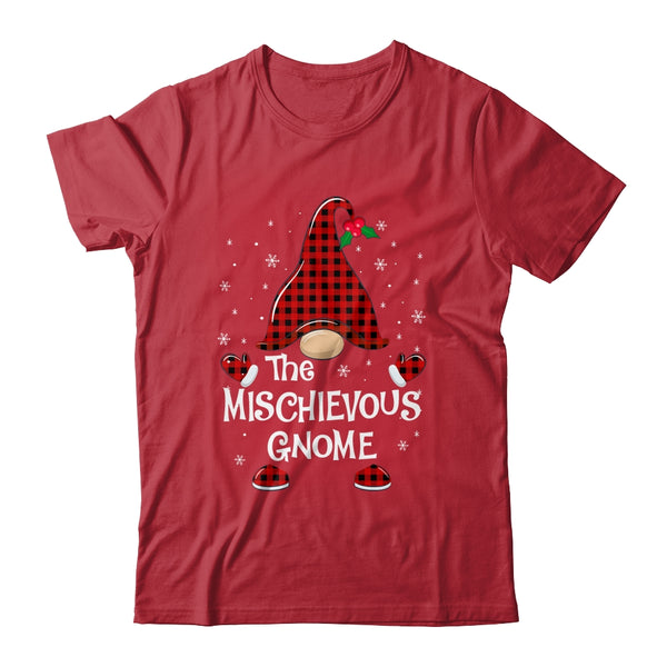 Mischievous Gnome Buffalo Plaid Matching Christmas Pajama Gift Classic T Shirt Red 600x.jpg