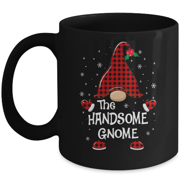 Handsome Gnome Buffalo Plaid Matching Christmas Pajama Gift Mug 11oz Mug Black 600x.jpg