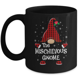 Mischievous Gnome Buffalo Plaid Matching Christmas Pajama Gift Mug 11oz Mug Black 600x.jpg