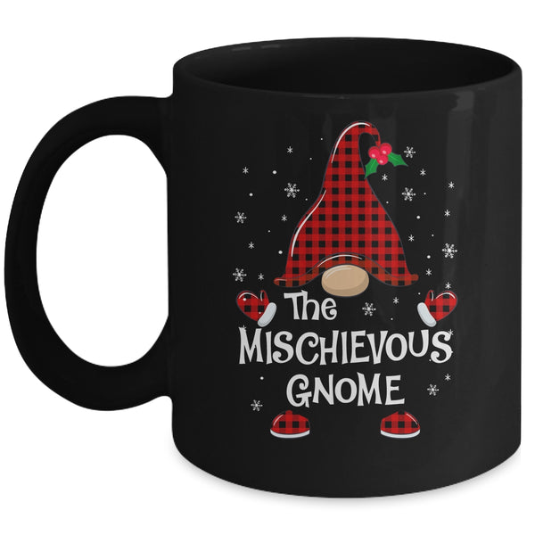 Mischievous Gnome Buffalo Plaid Matching Christmas Pajama Gift Mug 11oz Mug Black 600x.jpg