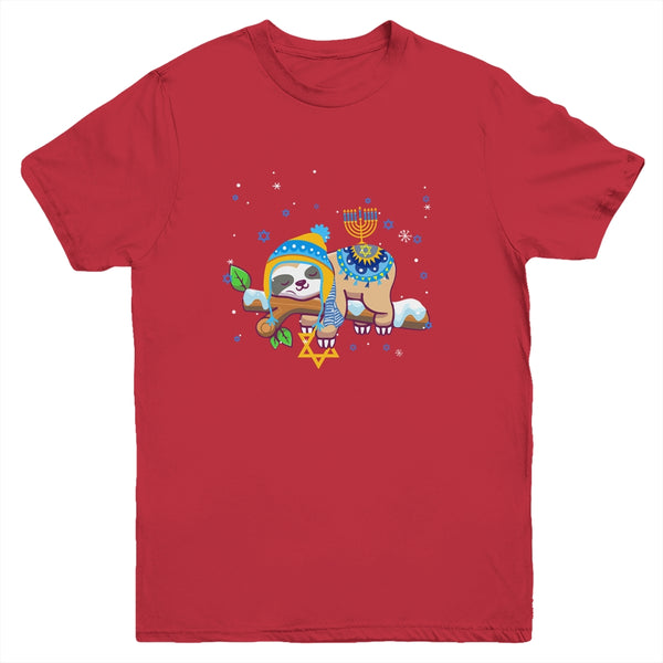 Cute Jewish Menorah Hanukkah Sloth Chanukah Gift Youth Youth T Shirt Red 600x.jpg