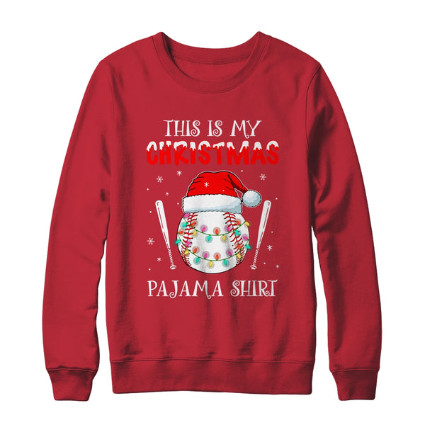 This Is My Christmas Pajama Shirt Gift For Baseball Lover Crewneck Sweatshirt Red 600x 1.jpg