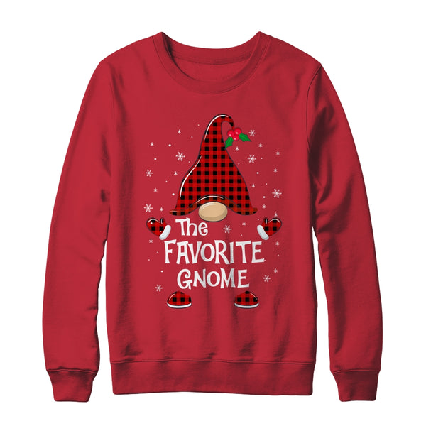 Favorite Gnome Buffalo Plaid Matching Christmas Pajama Gift Crewneck Sweatshirt Red 600x 1.jpg