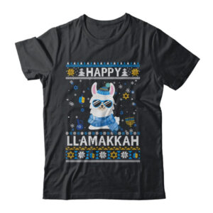 Happy Llamakkah Llama Ugly Hanukkah Ugly Sweater Classic T Shirt Black 600x 1.jpg