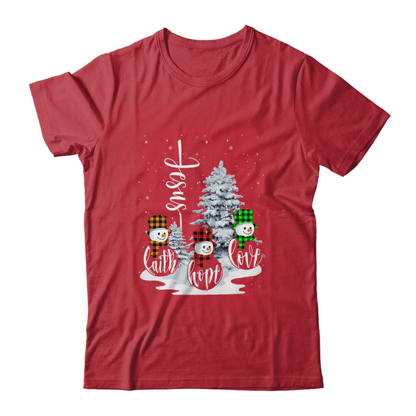 Jesus Faith Hope Love Snowman Funny Xmas For Christian Classic T Shirt Red 600x.jpg