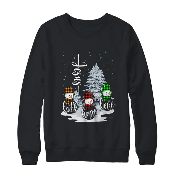 Jesus Faith Hope Love Snowman Funny Xmas For Christian Crewneck Sweatshirt Black 600x.jpg