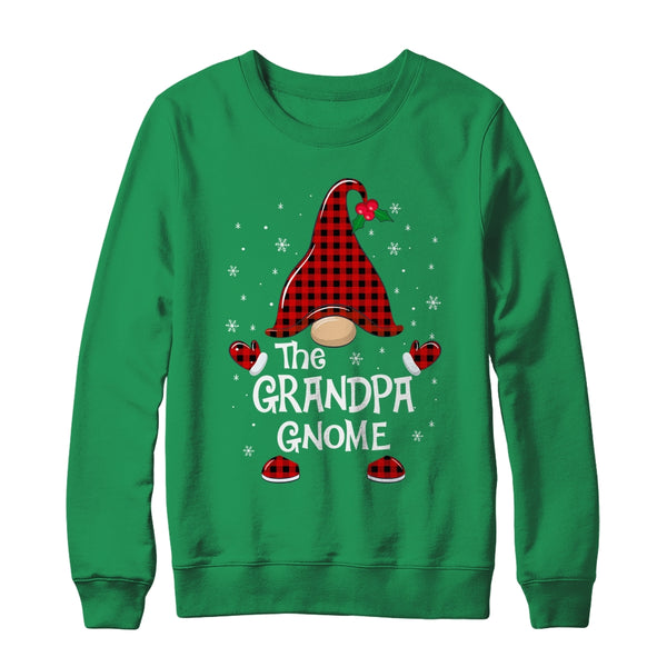 Grandpa Gnome Buffalo Plaid Matching Christmas Pajama Gift Crewneck Sweatshirt Irish Green 600x 1.jpg