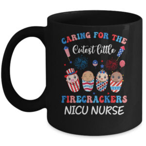 Caring For The Cutest Firecrackers NICU Nurse 4th Of July Mug 11oz Mug Black front 600x.jpg