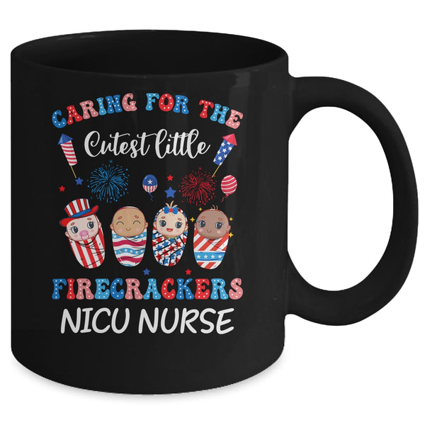 Caring For The Cutest Firecrackers NICU Nurse 4th Of July Mug 11oz Mug Black back 600x.jpg