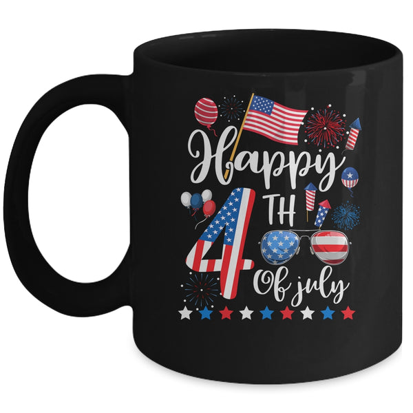 Happy Fourth Of July Patriotic US American Flag 4th Of July Mug 11oz Mug Black front 600x.jpg