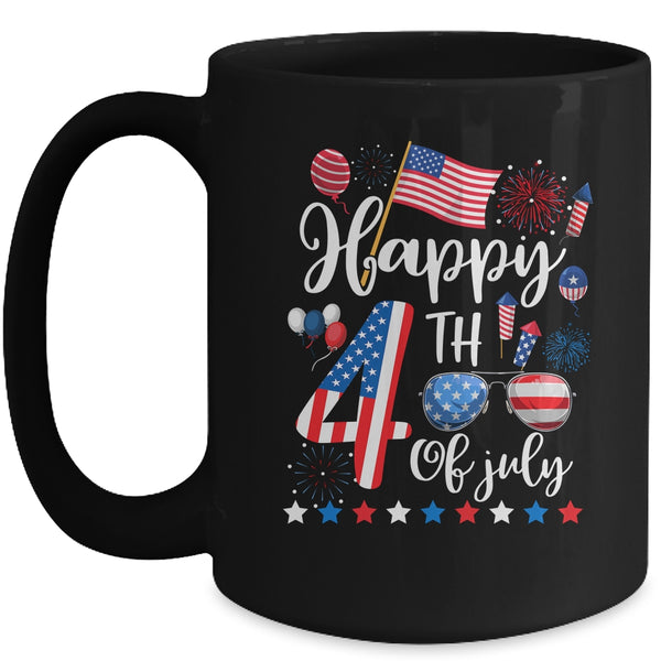 Happy Fourth Of July Patriotic US American Flag 4th Of July Mug 15oz Mug Black front 600x.jpg