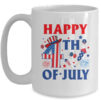Happy 4th Of July Patriotic American US Flag Men Women Kids Mug 15oz Mug White front 600x.jpg