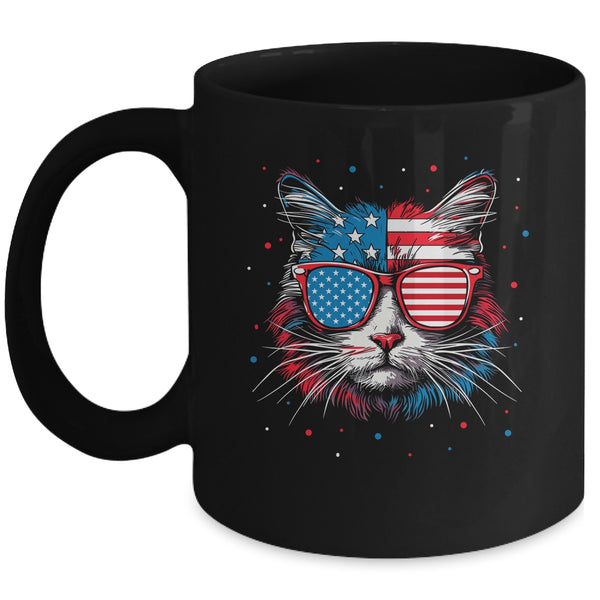 American Cat Sunglasses USA Flag 4th Of July Cat Graphic Mug 11oz Mug Black front 600x.jpg