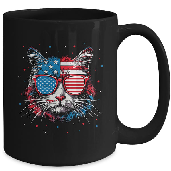 American Cat Sunglasses USA Flag 4th Of July Cat Graphic Mug 15oz Mug Black back 600x.jpg