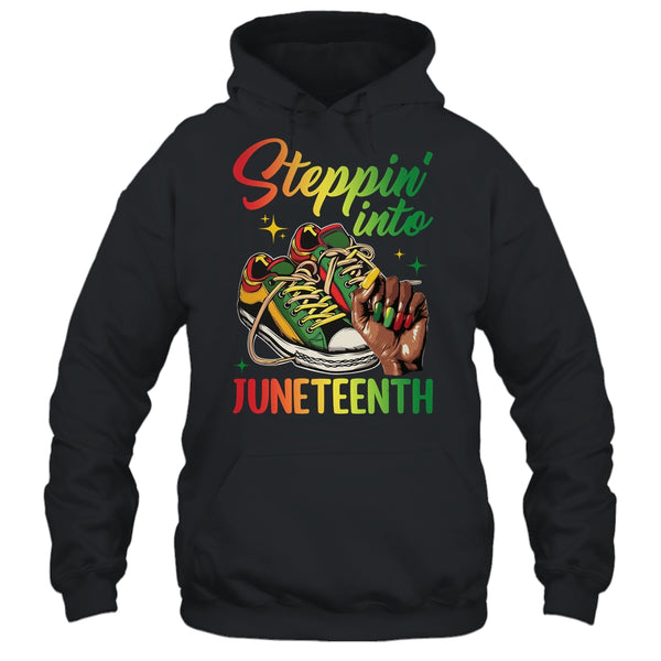 Stepping Into Juneteenth Afro Woman Black Girls Sneakers Pullover Hoodie Black 600x.jpg