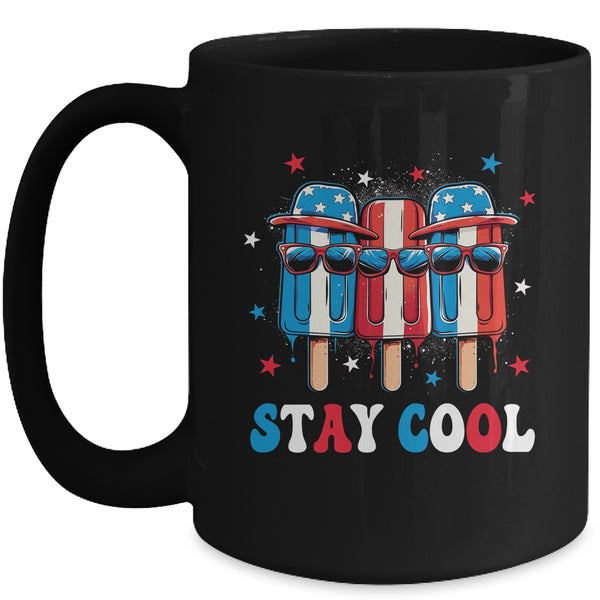 Stay Cool 4th July Boys Men Popsicle USA Flag American Mug 15oz Mug Black front 600x.jpg