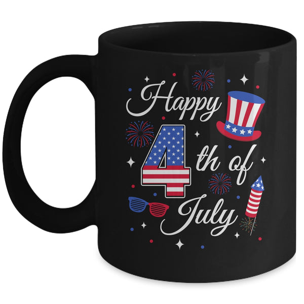 Happy 4th Of July Patriotic American Flag USA Men Women Kids Mug 11oz Mug Black front 600x.jpg