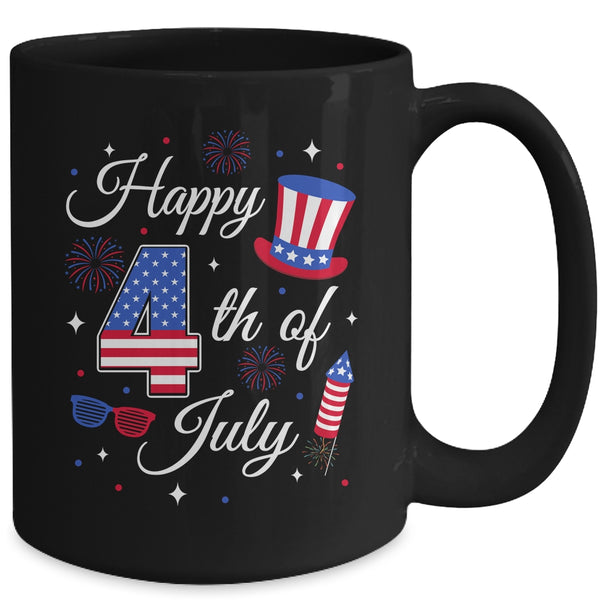 Happy 4th Of July Patriotic American Flag USA Men Women Kids Mug 15oz Mug Black back 600x.jpg
