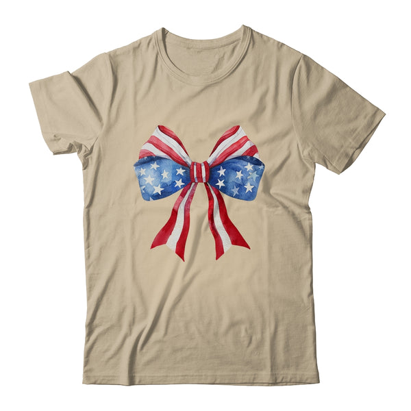 Coquette Bow 4th Of July America Flag Independence Day Classic T Shirt Sand 600x.jpg