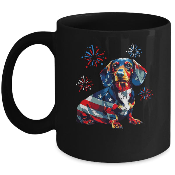 Dachshund Dog 4th Of July American Flag For Men Women Girls Mug 11oz Mug Black front 600x.jpg