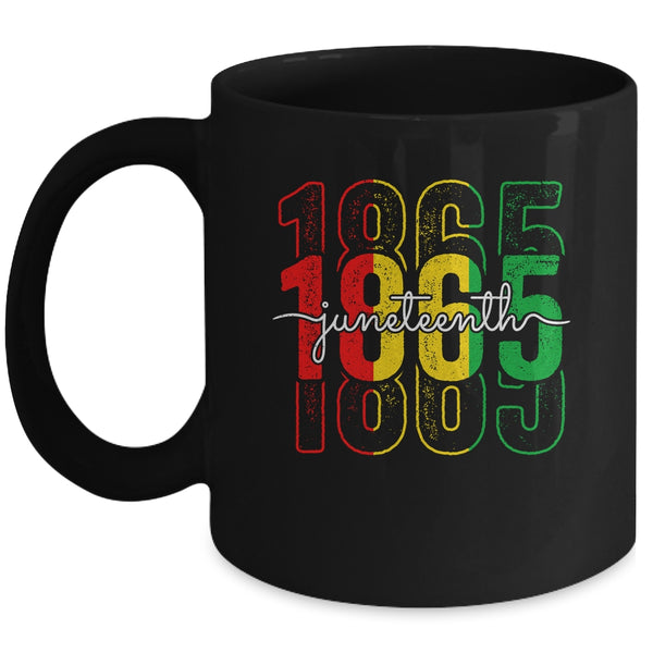 Emancipation Day Is Great With 1865 Juneteenth Flag Mug 11oz Mug Black front 600x.jpg