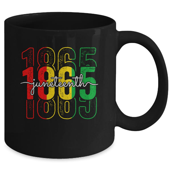 Emancipation Day Is Great With 1865 Juneteenth Flag Mug 11oz Mug Black back 600x.jpg
