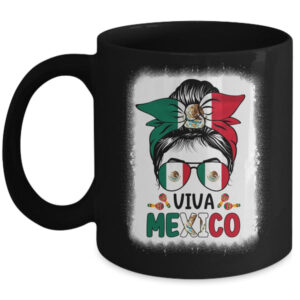 Funny Viva Mexico Mexican Independence Messy Bun Hair Mug 11oz Mug Black front 600x.jpg