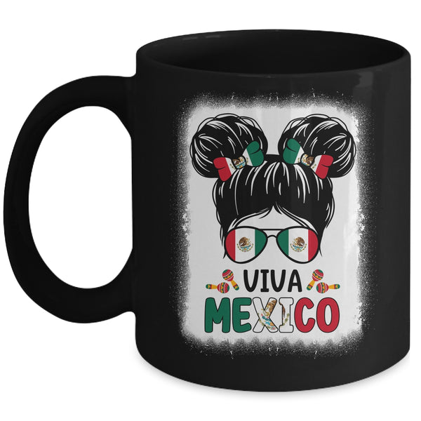 Funny Viva Mexico Mexican Independence Messy Bun Hair Kids Mug 11oz Mug Black front 600x.jpg
