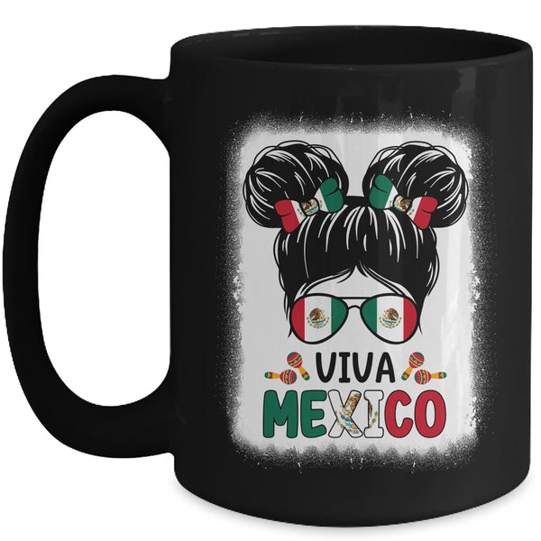Funny Viva Mexico Mexican Independence Messy Bun Hair Kids Mug 15oz Mug Black front 600x.jpg