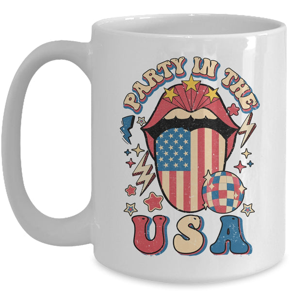 Party In The USA Retro America 4th Of July Women Girl Mug 15oz Mug White front 600x.jpg