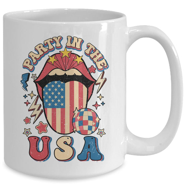 Party In The USA Retro America 4th Of July Women Girl Mug 15oz Mug White back 600x.jpg