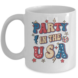 Party In The USA 4th Of July Independence Day USA Groovy Mug 11oz Mug White front 600x.jpg