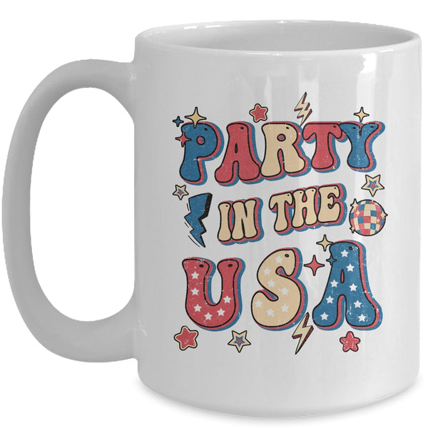 Party In The USA 4th Of July Independence Day USA Groovy Mug 15oz Mug White front 600x.jpg