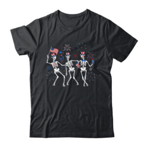 Dancing Skeleton 4th Of July American Flag Skellies Classic T Shirt Black 600x.jpg