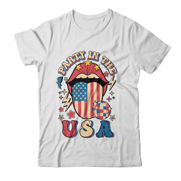 Party In The USA Retro America 4th Of July Women Girl Classic T Shirt White 600x.jpg