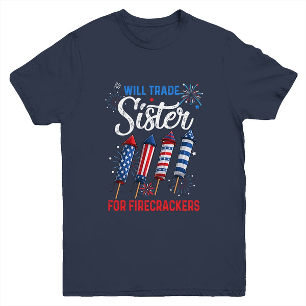 Trade Sister For Firecrackers Funny Boys 4th Of July Youth Youth T Shirt Navy 600x.jpg