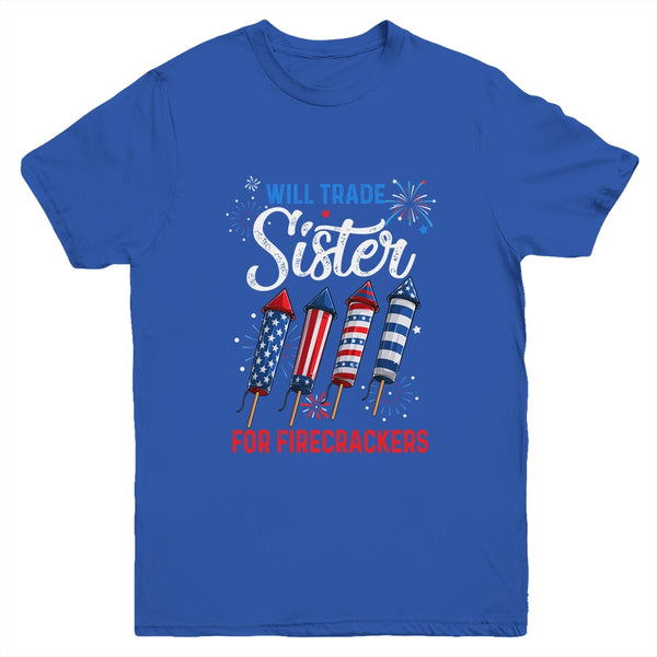 Trade Sister For Firecrackers Funny Boys 4th Of July Youth Youth T Shirt Royal 600x.jpg