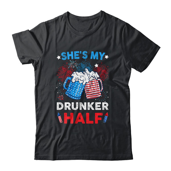 She s My Drunker Half Funny Beer Couple Matching 4th Of July Classic T Shirt Black 600x.jpg