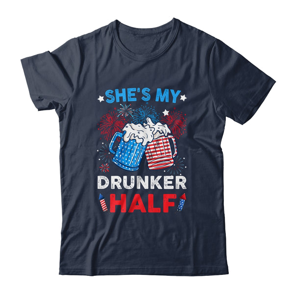 She s My Drunker Half Funny Beer Couple Matching 4th Of July Classic T Shirt Navy 600x.jpg