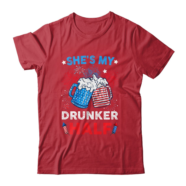 She s My Drunker Half Funny Beer Couple Matching 4th Of July Classic T Shirt Red 600x.jpg