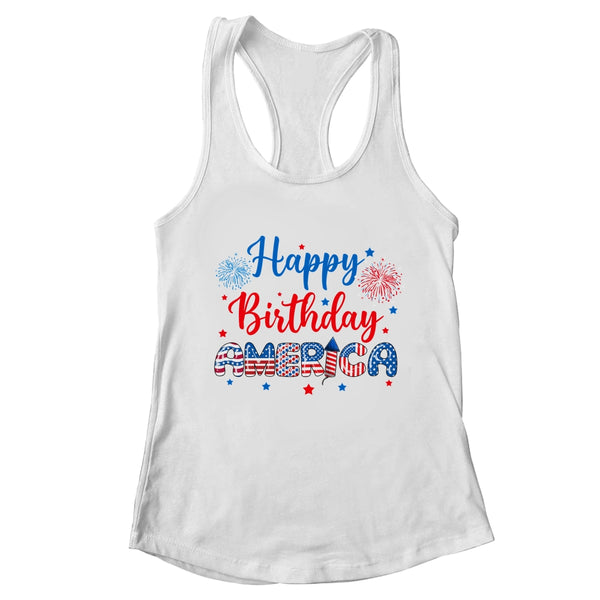 Happy Birthday America Firework USA Flag 4th Of July Freedom Women s Ideal Racerback Tank White 600x.jpg