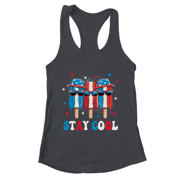 Stay Cool 4th July Boys Men Popsicle USA Flag American Women s Ideal Racerback Tank Black 600x 1.jpg