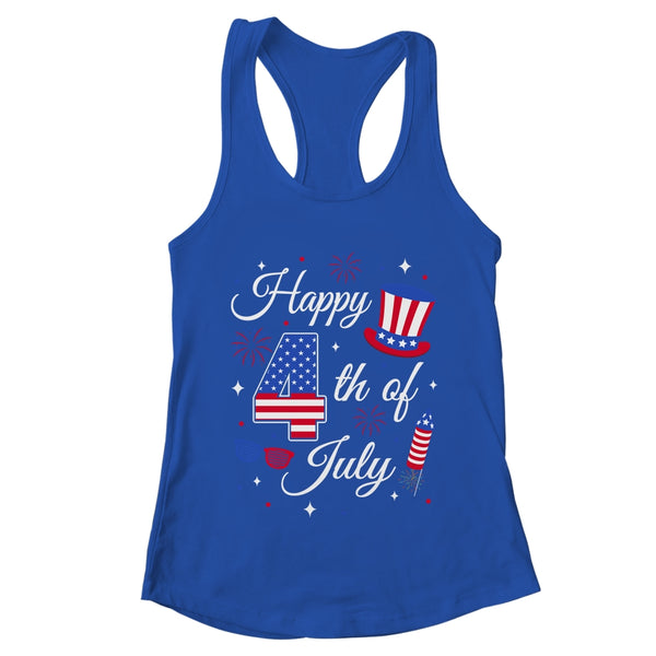 Happy 4th Of July Patriotic American Flag USA Men Women Kids Women s Ideal Racerback Tank Royal 600x.jpg